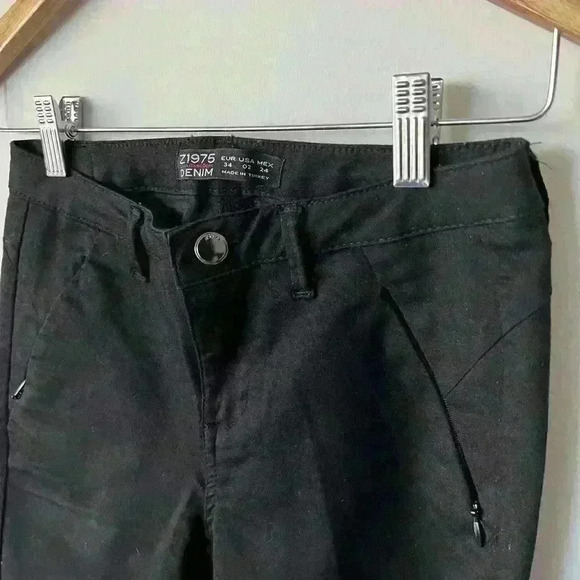 Zara Women’s Basic Dept Z1975 Black Skinny Indie Sleeze Zipper Punk Emo Pants 2 - Picture 3 of 8